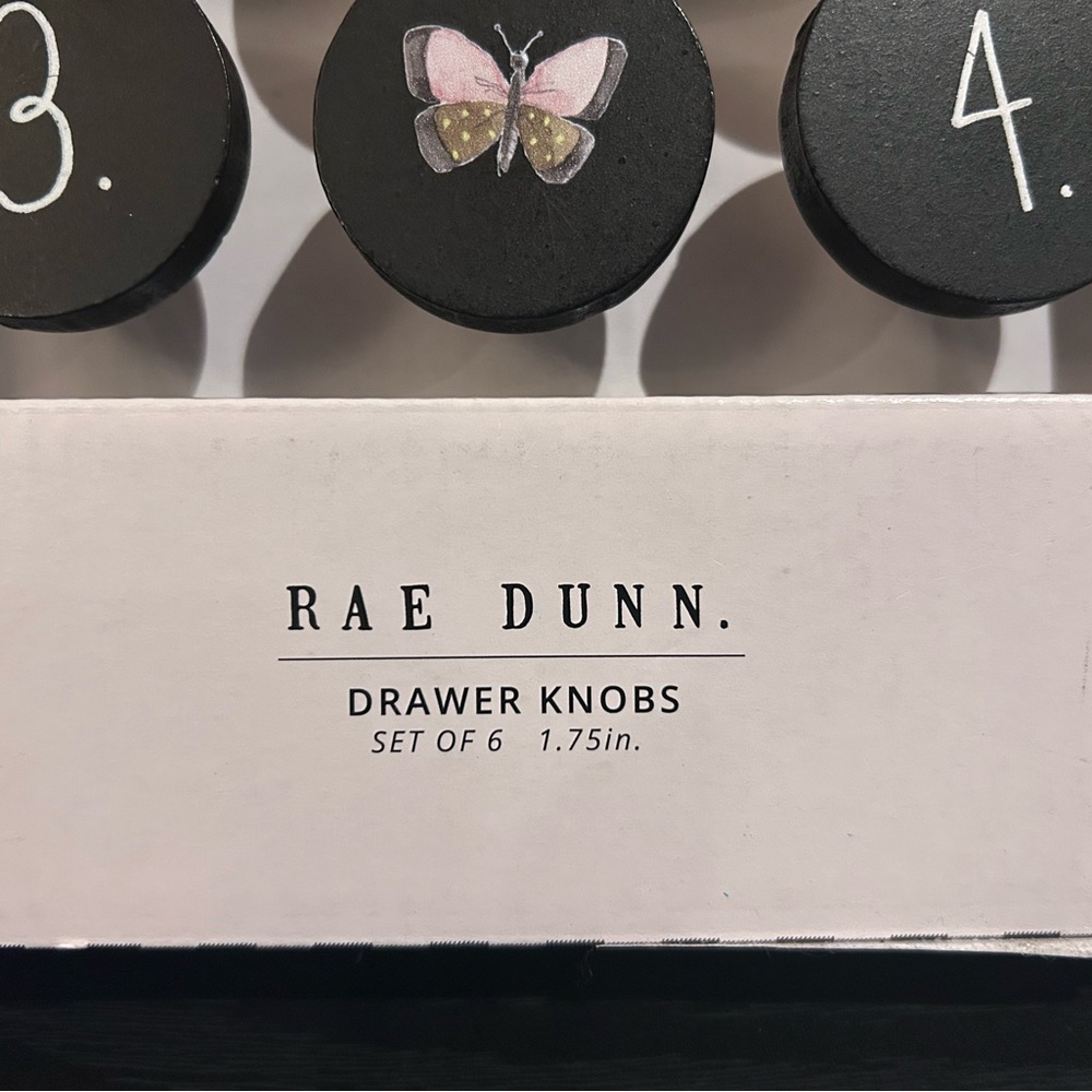 2 Box Sets of 6 Black And White Rae Dunn Round Wooden Drawer Knobs - Picture 6 of 8